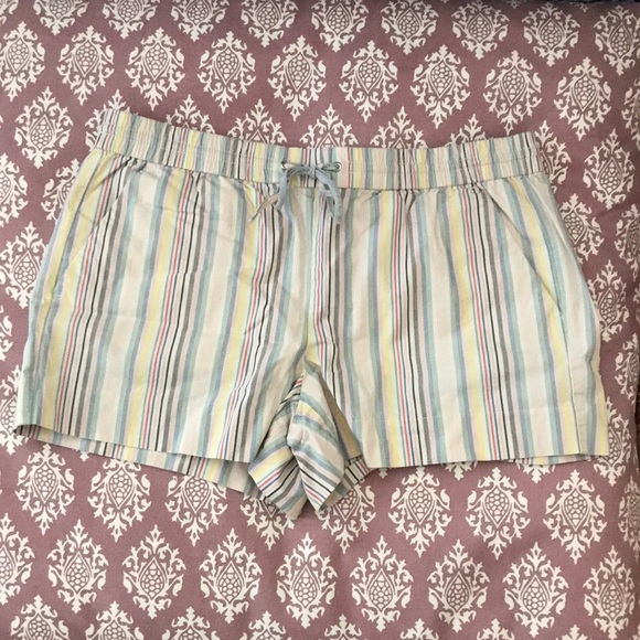 Ann Taylor Loft multicolored striped shorts sz M drawstring waist - Picture 1 of 7